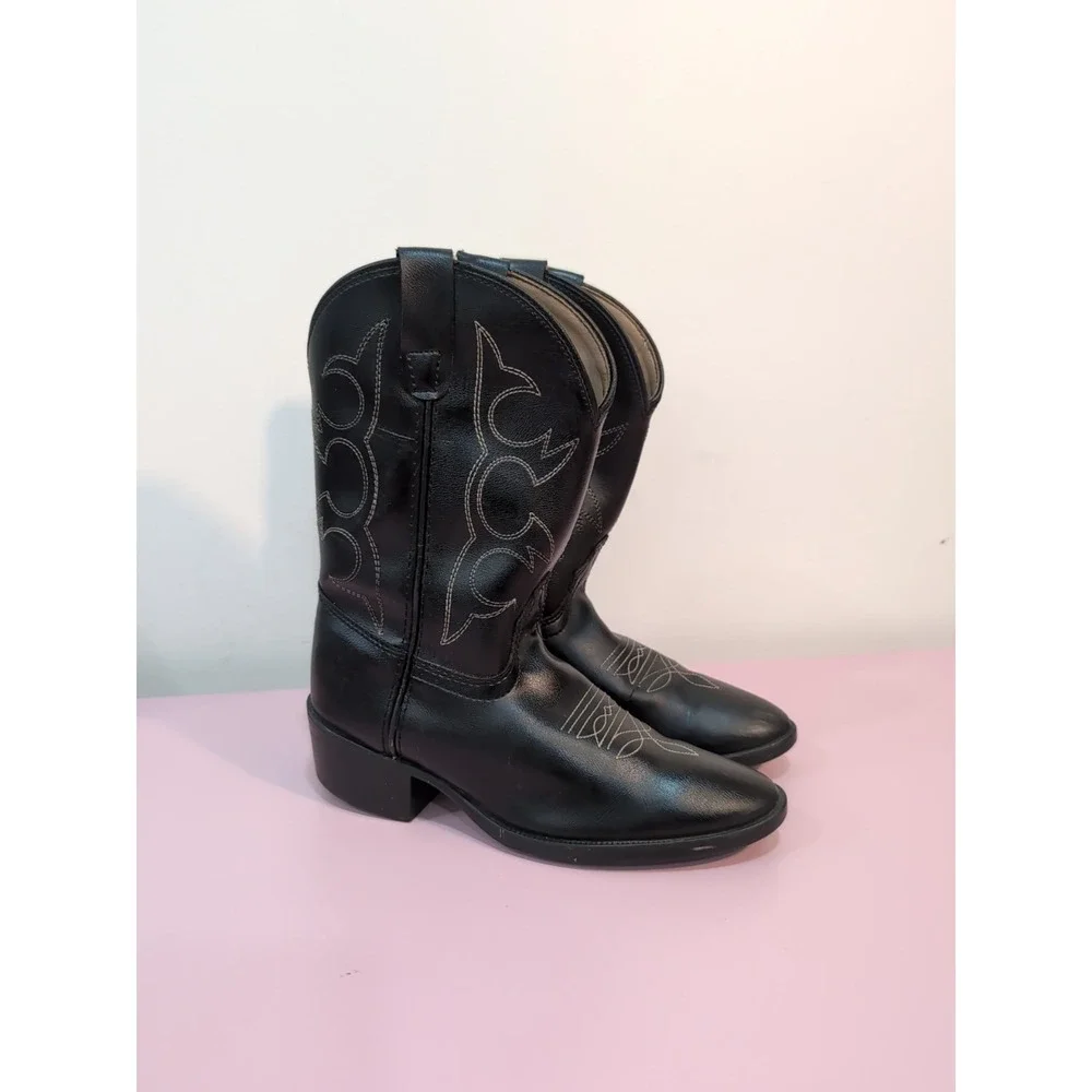 Boys Black Western Cowboy‎ Boots Size 1